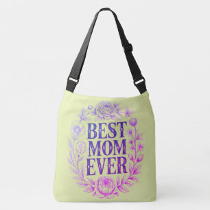 Bolso Cruzado Mejor Mamá del Mundo Tipografía Floral Vintage