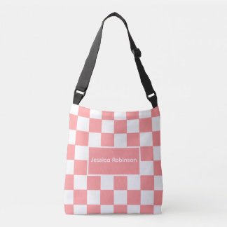 Bolso Cruzado Melocotón Cuadros con Nombre 