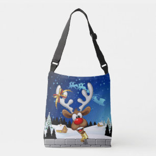 Bolso Cruzado Meme Divertido de Navidad de Reno Espiando