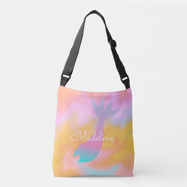 Bolso Cruzado Mermaid Faux Holograma Nombre (Anverso)