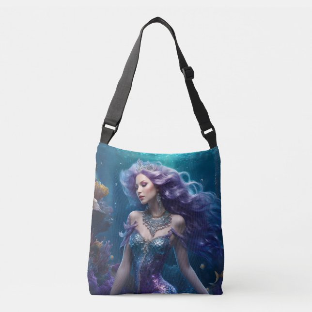 Bolso Cruzado Mermaid Purple Hair (Anverso)