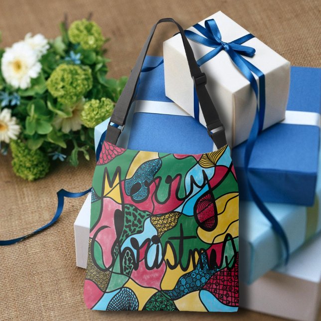 BOLSO CRUZADO MERRY NAVIDAD NEUROGRÁFICA Y NEGRO (Subido por el creador)