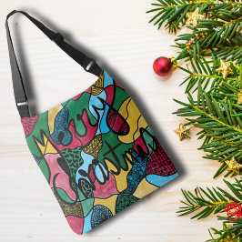 BOLSO CRUZADO MERRY NAVIDAD NEUROGRÁFICA Y NEGRO