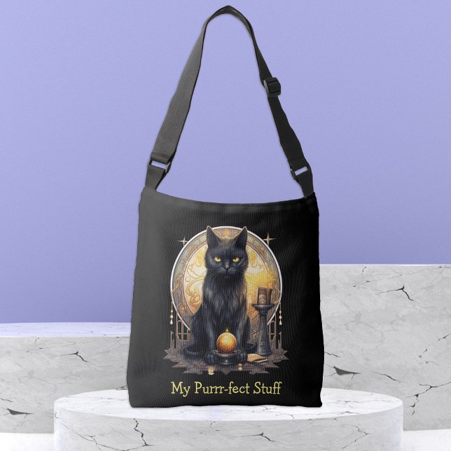 Bolso Cruzado Mi material perfecto Gato de brujería negra (Subido por el creador)