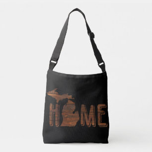 Bolso Cruzado Michigan es su hogar Planchas de madera marrón