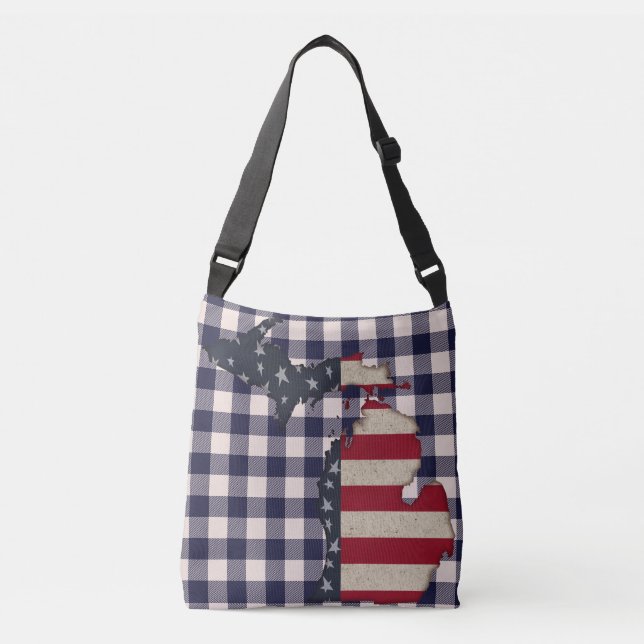 Bolso Cruzado Michigan Grunge | Americana | Patriótico (Anverso)