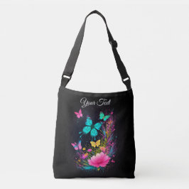 Bolso Cruzado moda acuarela pintura Butterflies flores rosas