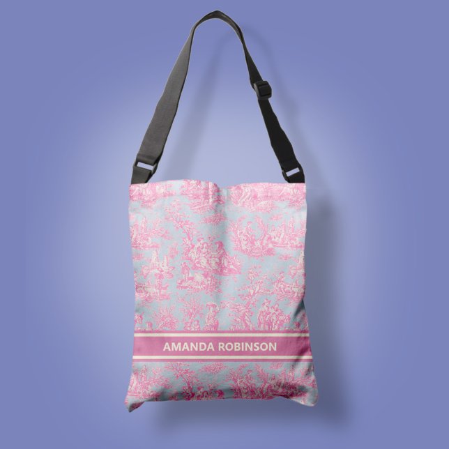 Bolso Cruzado Moda azul vintage rosa toile de jouy impreso (Subido por el creador)