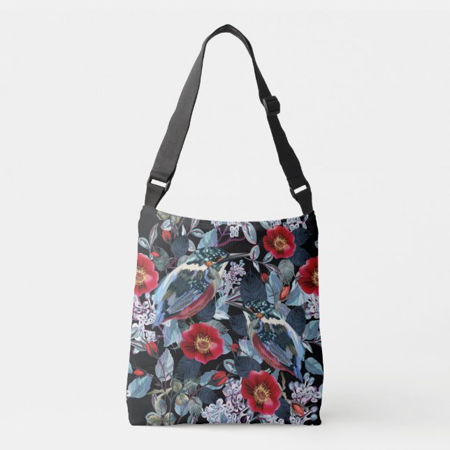 Bolso Cruzado Moda Floral Kingfisher Birds (Anverso)