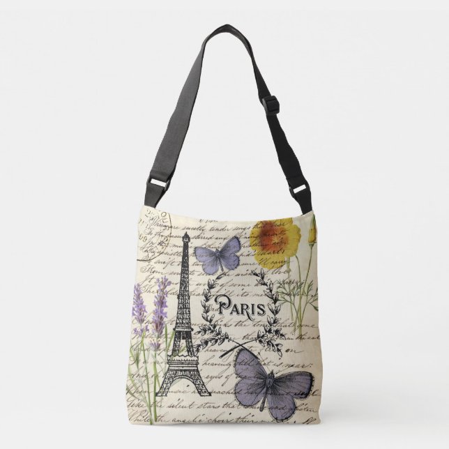 Bolso Cruzado moda french butterfly scripts paris eiffel tower (Anverso)