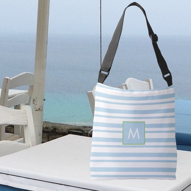 Bolso Cruzado Moda Monograma Bandas blancas y azules claras (Subido por el creador)