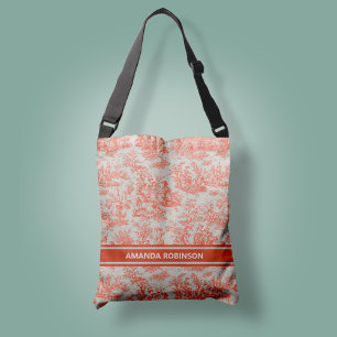 Bolso Cruzado Moda naranja vintage toile de jouy impreso