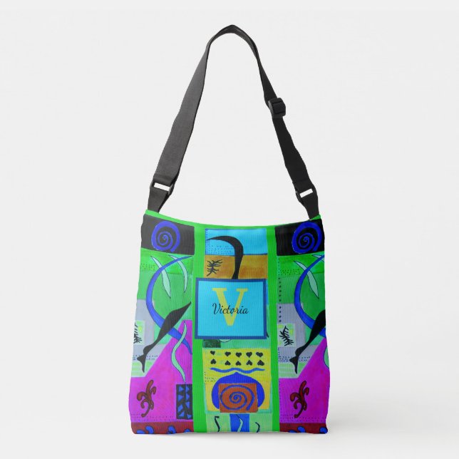 Bolso Cruzado Moda Verde Resumen de inspiración de Matisse (Anverso)