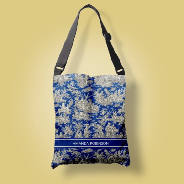 Bolso Cruzado Moda vintage azul oscuro toile de jouy impreso (Subido por el creador)