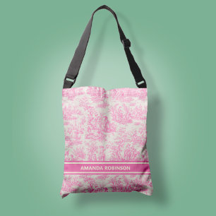 Bolso Cruzado Moda vintage bebé rosa toile de jouy impreso
