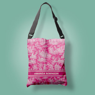 Bolso Cruzado Moda vintage rosa caliente toile de jouy impreso
