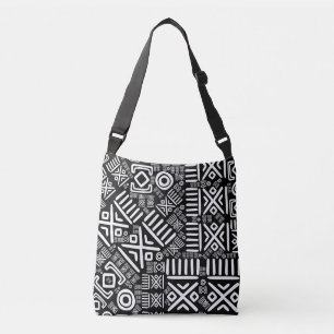Bolso Cruzado Modelo africano étnico #6 blanco y negro