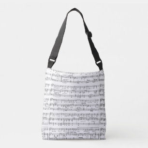 Bolso Cruzado Modelo blanco y negro de la partitura
