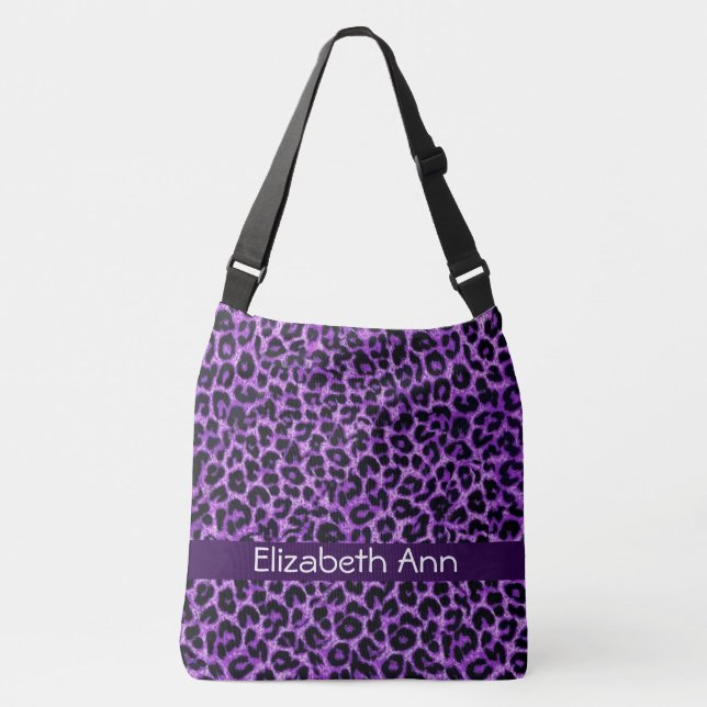 Bolso Cruzado Modelo púrpura personalizado del leopardo (Anverso)