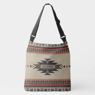 Bolso Cruzado Modelo tejido tribal nativo en marrones, negro,