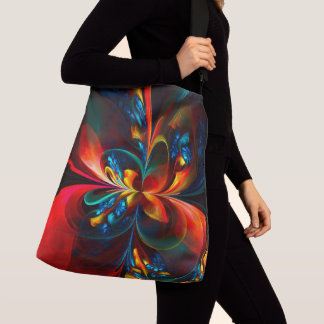 Bolso Cruzado Modern Floral Resumen Art Naranja Patrón Azul #14