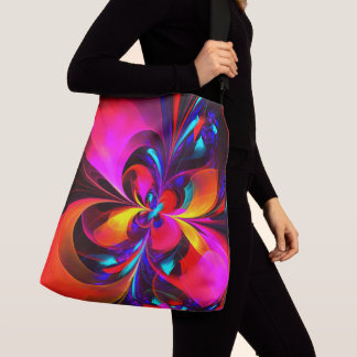 Bolso Cruzado Modern Floral Resumen Arte Patrón Azul Rojo #07