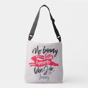 Bolso Cruzado Modern Fun Red Bunny Love Run Motivation Name Typo