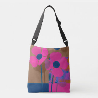 Bolso Cruzado Modern Pink Floral Tote Bag / Minimal Bold Flower 