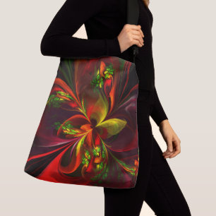 Bolso Cruzado Modern Red Green Floral Abstract Art Pattern #05