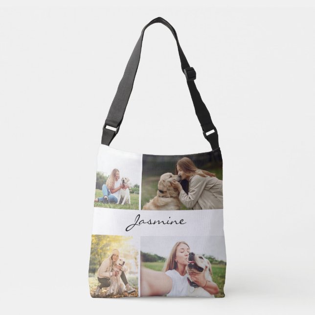 Bolso Cruzado Moderno 4 fotos Collage Dog White (Anverso)