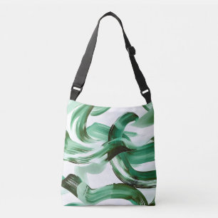 Bolso Cruzado Moderno abstracto de pinceladas verdes minimalista