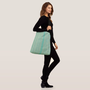 Bolso Cruzado Moderno Jade Green Striped All-Over-Print