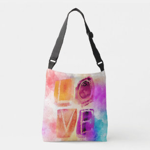 Bolso Cruzado Moderno y colorido resumen de amor en acuarela