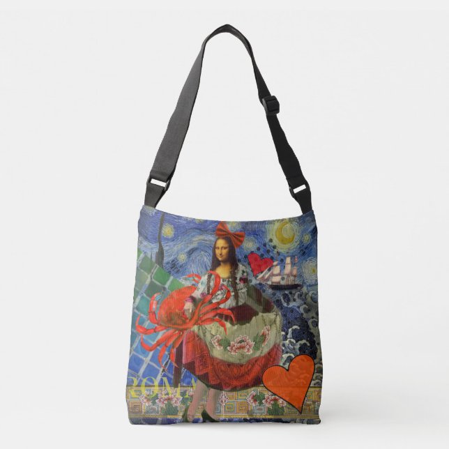 Bolso Cruzado Mona Lisa Fun Zodiac Whimsical (Anverso)