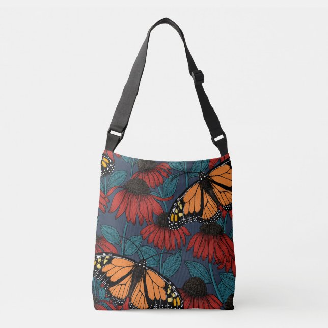 Bolso Cruzado Monarch butterfly on red coneflowers (Anverso)