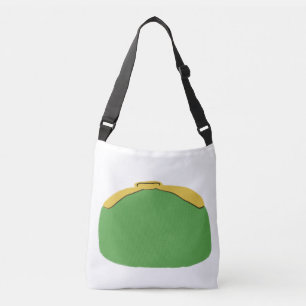 Bolso Cruzado Monedero Retro Verde Y Amarillo Con Cierre De Beso