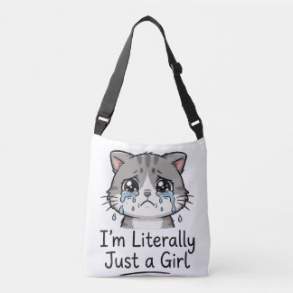 Bolso Cruzado Mono Estético Triste Gato "Literalmente Soy Solo u