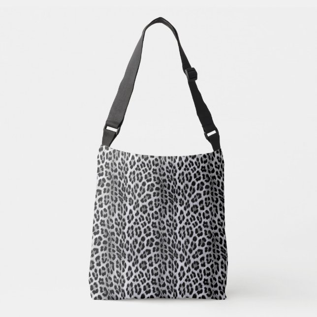 Bolso Cruzado Monocromo blanco y negro, patrón leopardo (Anverso)