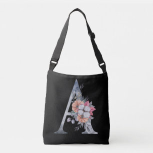 Bolso Cruzado Monograma A Floral Azul Rosa Melocotón Negro