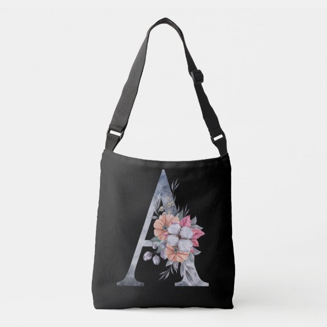 Bolso Cruzado Monograma A Floral Azul Rosa Rosa Negro (Anverso)