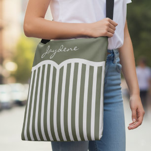 Bolso Cruzado Monograma a rayas verde oliva