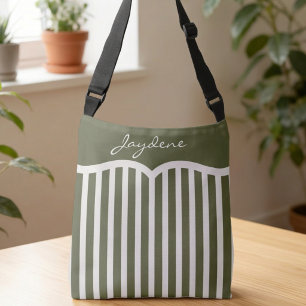 Bolso Cruzado Monograma a rayas verde oliva