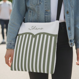 Bolso Cruzado Monograma a rayas verdes oliva