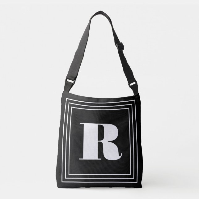 Bolso Cruzado Monograma de 3 cuadros | Blanco y negro (Anverso)