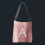 Bolso Cruzado Monograma de acero inoxidable de oro rosa rosa<br><div class="desc">Bolsa Monograma Elegante de Acero Inoxidable Rosa Gold Faux. Este bolso puede ser personalizado para incluir su nombre inicial y su nombre.</div>
