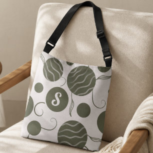 Bolso Cruzado Monograma de Círculos Verde Oliva