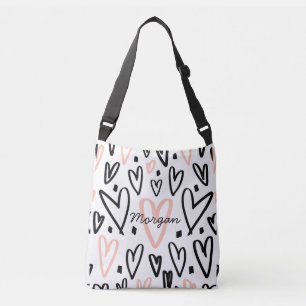 Bolso Cruzado Monograma de Doodle Rubor y Black Hearts