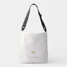 Bolso Cruzado Monograma de guión dorado de marfil moderno