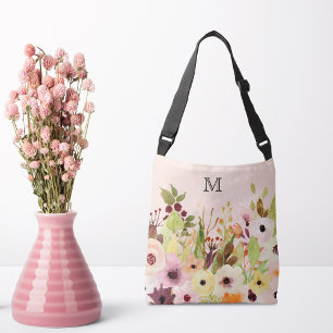 Bolso Cruzado Monograma de lapachos de rosas rosadas