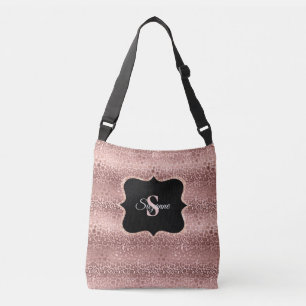Bolso Cruzado Monograma de Leopardo Purpurina de oro Girly Rosa